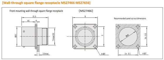 Amphenol D38999 JY27466/MS27466 Receptacle Industrial Circular Connectors